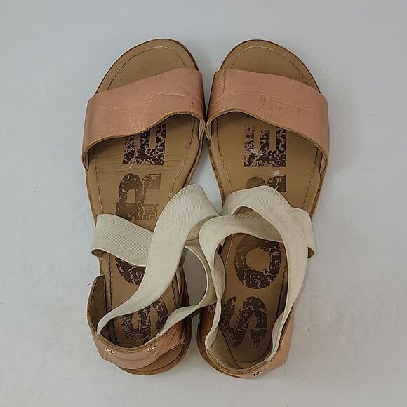 Sorel Ella II Ankle Strap Mettalic Open Toe Women's Sandals - Picture 10 of 12